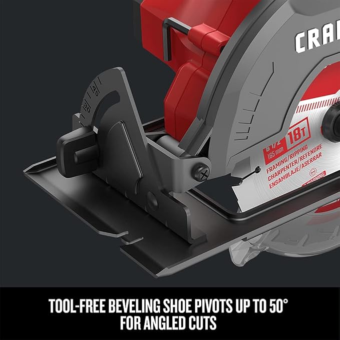 CRAFTSMAN V20 Cordless Circular Saw Kit, 6-1/2 inch, Battery and Charger Included (CMCS500M1)