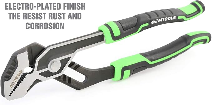 OEMTOOLS 22648 3 Piece Groove Joint Pliers Set, For Gripping, Pulling, and Turning Pipe and Fasteners, Includes 8", 10", and 12" Pliers, Chrome Vanadium Steel, Hardened Teeth, TPR Grips