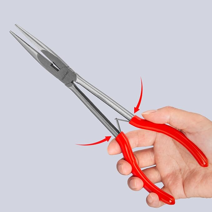 HAUTMEC Extra Long Needle Nose Pliers Set, 11PCS Long Reach Pliers Include 6-7" & 11" Straight, Circle Nose, Diagonal, Flat Nose, Bent Nose Plier for Narrow Spaces, Automotive & DIY Repairs