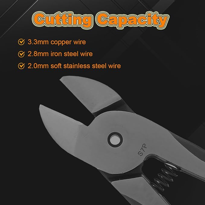Pneumatic Air Nipper, Sharp S7P Cutter Head with Extra Replacement Blades, Diagonal Cutting Pliers for 3.3mm Copper Wire, 2.8mm Iron Metal Wire, Compatible with HS30 YM300 HS35P
