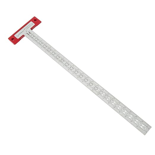 Precision Scriber T Square Ruler, T Square with Support Lips, Built in Scribe Notches, Stainless Steel Architect Ruler for Carpenter Work, Layout and Measuring Tools - 24inch