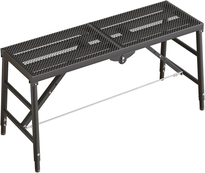 Scaffolding Platform 11.81"x59.05" Adjustable Work Platform Support 660 lbs Portable Scaffold 5 Gear Adjust Height 31 to 46 inches Folding Ladder Step Stool Non Slip (59.05"x11.81")