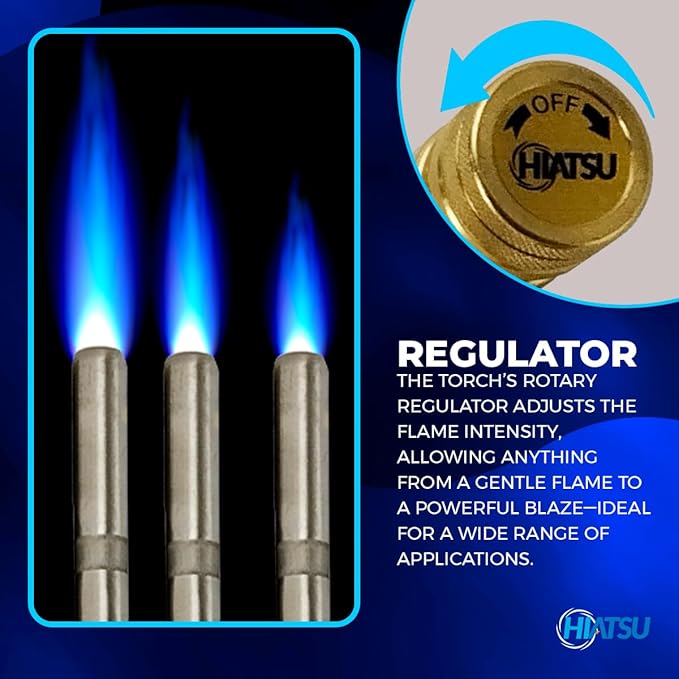 HIATSU Double Flame Jet Turbo Torch Head - High Output Heavy Duty Propane Torch Head for Brazing and Soldering - Stainless Steel and Brass Construction Torch Head - 360° Rotating Shaft