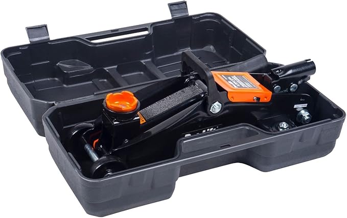 Pro-Lift Hydraulic 1.5 Ton Trolley Jack Car Lift with Blow Molded Storage Case - 3000 LBS Capacity Orange