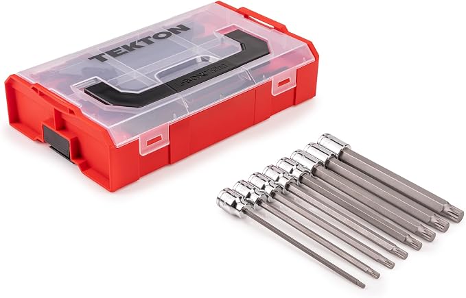 TEKTON Long Triple Square Bit Socket Set, 8-Piece | SHB91705 | 3/8 Inch Drive, (M4 - M12), Stacking Organizer, Custom Foam