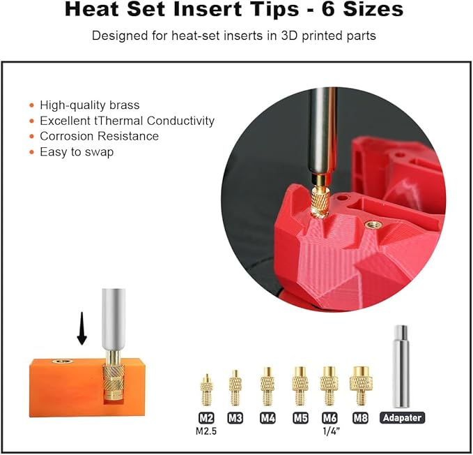 90W Digital Soldering Iron Heat Set Insert Tool with Extra Soldering Tips, Heat Set Insert Tips, and Threaded Inserts Heat Insert Brass Nuts
