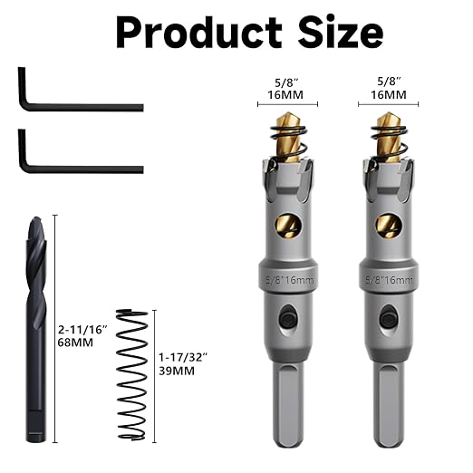 Metal Hole Saw 5/8''(16mm) 2Pcs Set Heavy Duty Tungsten Carbide Tipped Hole Cutters Set with a nitrided Step Drill and L-flench, for Steel Iron,Aluminum,Stainless stell