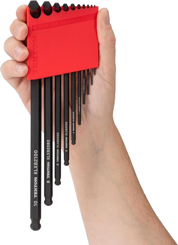 TEKTON Ball End Hex L-Key Set, 23-Piece | KLX91304 | (0.050 - 3/8 in., 1.3 - 10 mm), Manganese Phosphate Finish, Holder