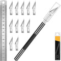 DIYSELF Craft Knife with 10 Extra #11 Blades, Precision Hobby Knife Set with Steel Ruler, Exacto Knife for Crafting, Polymer Clay, Pottery, Paper, Vinyl, Stencil & Model Making (Black)
