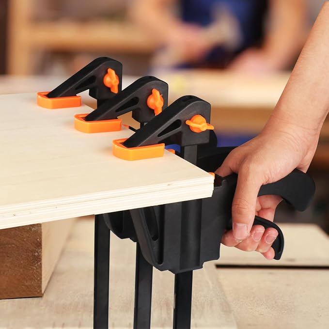 8 Pack 6 Inch F Bar Clamp, Medium Duty 160lbs One Handed Clamps/Spreader, Bar Clamps for Woodworking, Crafting, by GENHAKON