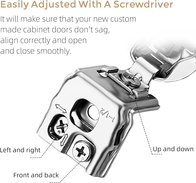 Ravinte 20 Pack 10 Pair 1-1/2 inch Overlay Soft Close Kitchen Cabinet Hinges Stainless Steel Adjustable Kitchen Hinges Satin Nickel Cabinet Hardware