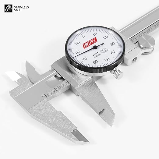 6 inch Dial Caliper, Professional Stainless Steel Metric Measuring Tool, 0-6inch Range with 0.001" resolution, Shock-Proof Precision Vernier Caliper with Hard Carrying Case for Machinists & DIY