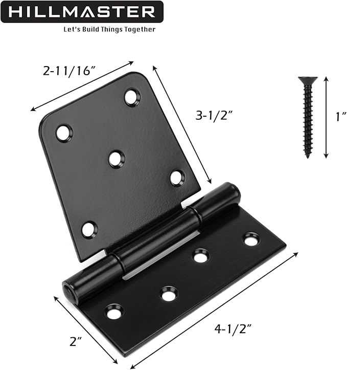 HILLMASTER 3.5 inch Heavy Duty Gate Hinges Fence Door Hinges Durable Gate Strap Hinge for Indoor Outdoor, Gate Hardware Kit for Shed, Wooden Fences, Vinyl Fence Gate, Barn Door, Garage, 4 Pack