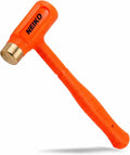 NEIKO 02871A Dead Blow Hammer With Brass Cap, 1.5 Pounds, Neon Orange Deadblow Hammers, Mallet, Spark and Rebound Resistant, Unibody Molded, Soft Blow Rubber, Non Slip Grip, Steel Shot and Core