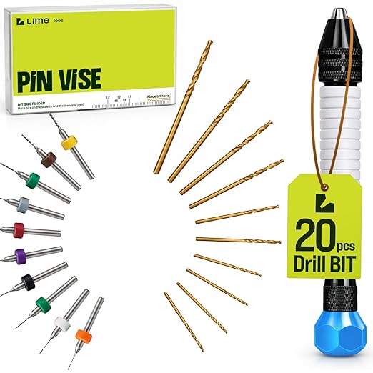 Micro Drill Bits Set with Pin Vise | Small Hand Drill - Pin Vise Hand Drill Manual, PCB Mini Bits for Resin Beads Polymer Clay | DYI Jewelry Making, set