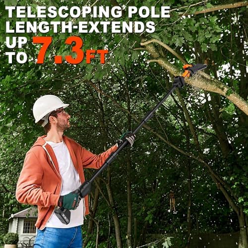 2 IN 1 8" Mini Chainsaw & Pole Saw Battery Powered with 2 x 21V Batteries