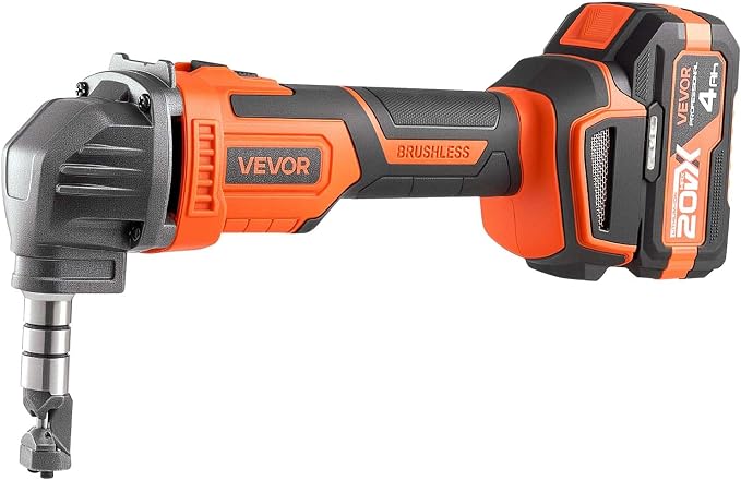 VEVOR Cordless Metal Nibbler, with 20 V 4000 mAh Battery, 2200 RPM Efficient Brushless Motor, Electric Nibbler Metal Cutter with Plastic Carrying Case for Cutting Steel Sheet and Aluminum Sheet