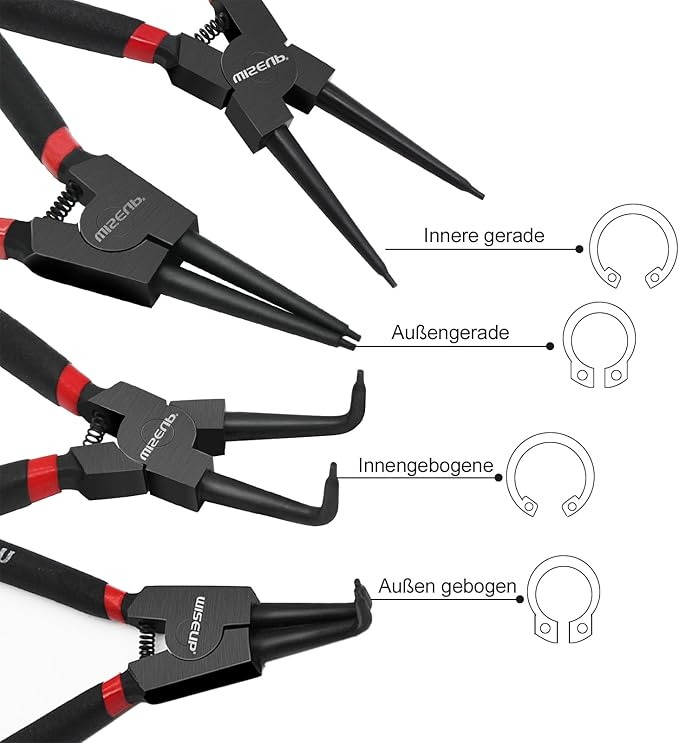 WISEUP Snap Ring Pliers Set, Heavy Duty 4PCS-7 inch Circlip Pliers Kit