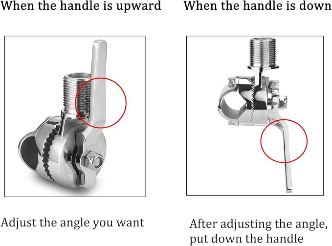 Marine VHF Antenna Mounts, Rail Mount Adjustable Antenna Base, Ratchet Mount, for 7/8 to 1 inch (22-25.4mm) Rail, 316 Stainless Steel, with Mounting Wrench