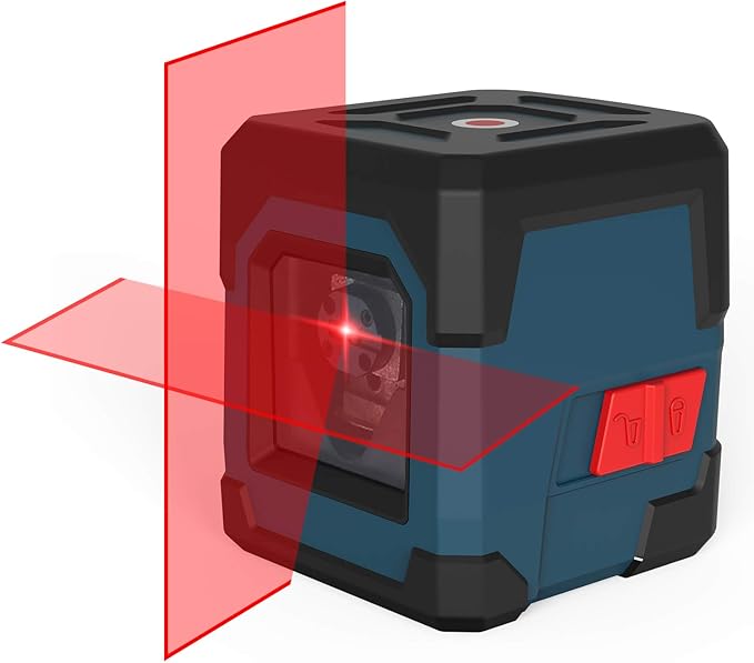 Laser Level, RockSeed Cross Line Laser with Self-Leveling, Vertical and Horizontal Line, Rotatable 360 Degree, Carrying Pouch, Battery Included (Red Laser, 2-Line)