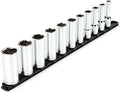 TEKTON 1/2 Inch Drive 6-Point Socket Set, 11-Piece | SHD92105 | (3/8 - 1 in.), Deep, Socket Rail