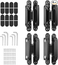4-Pack 6 inch Hinge for Doors Invisible Hinges Concealed Hinges Zinc Alloy 180 Degree Swing Hinge 3 Way Adjustable Butt Silent Door Hinge 6 x 2.5 x 1 inch (Black)