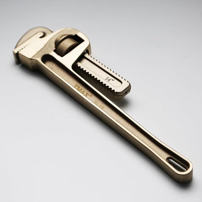TMAX Non-Sparking 14" Pipe Wrench, Jaw Capacity 2", Aluminum Bronze Safety | Spark Free Safety, Non-Magnetic And Corrosion-Resistant | Safety Tool For Flammable Hazardous Environment