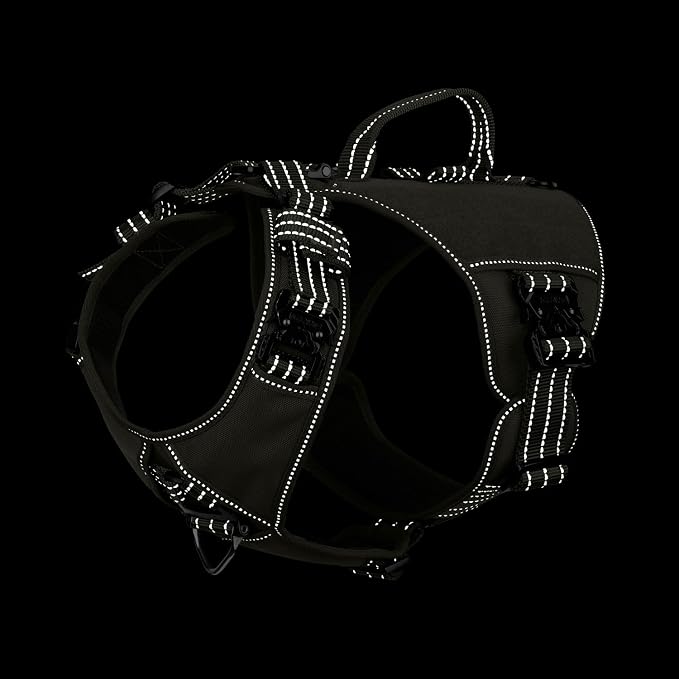 ICEFANG Quick-Moving Tactical Dog Harness X-Large Dogs,No Pull Dog Vest | Control Handle,Reflective,Full Metal Buckles,Adjustable,Hook-and-Loop Panel,Soft Padded,Green,X-Large