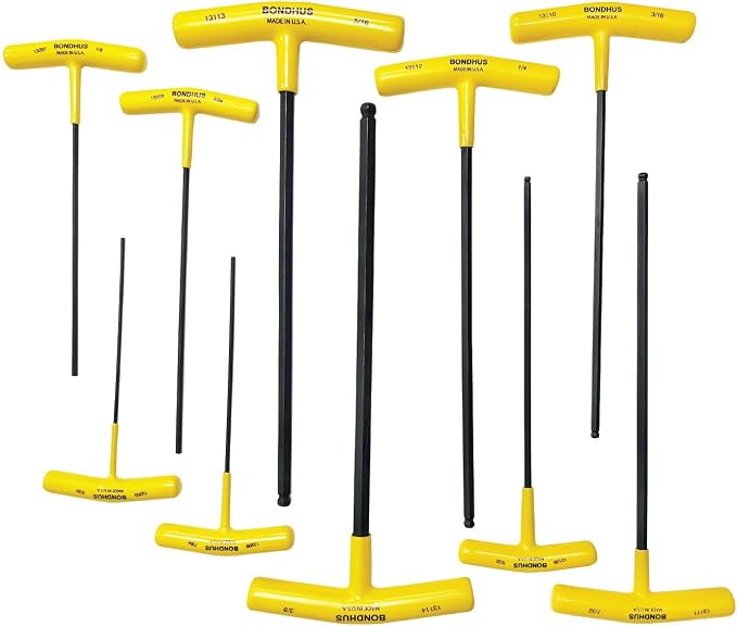 Bondhus 13138 Set of 10 Balldriver and Hex T-handles, sizes 3/32-3/8-Inch