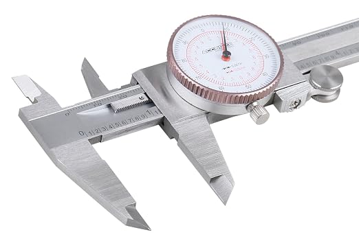 Accusize Industrial Tools 0-6''/0-150 mm by 0.001''/0.02 mm Inch/Metric Dual Needle Precision Dial Caliper Stainless Steel, P920-S236