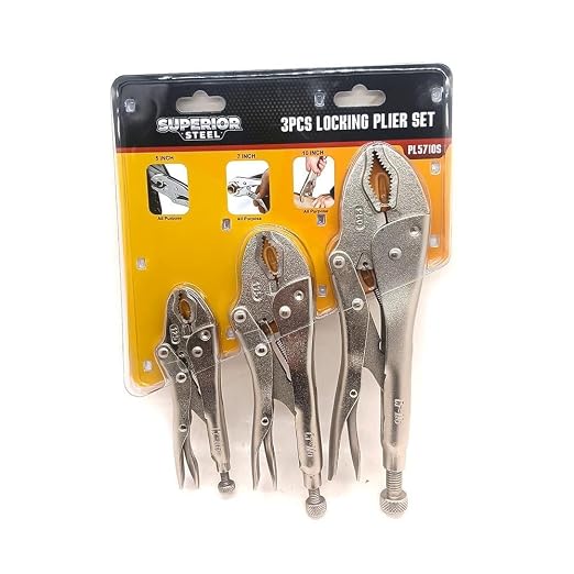 PL5710S 5 Inch, 7 Inch & 10 Inch Vise Grip Curved Jaw & Nose Locking Plier Set