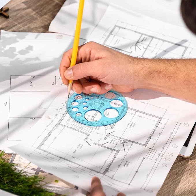 Circle Template for Drawing, Plastic Circle Stencil Geometric Circle Ruler for Drafting, Large and Small Circle Drawing Tool for School Office Supplies