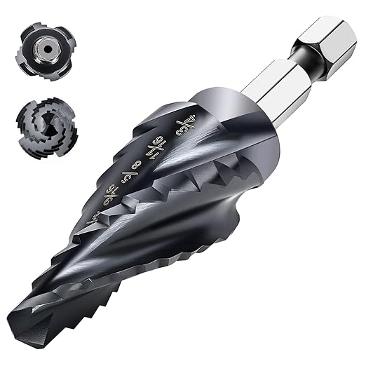 Cobalt M35 Step Drill Bit 1/4" to 3/4", TiAlN Coating 4 Spiral Flute Step Bit, 9 Sizes M35 Cobalt HSS Step Drill for Stainless Steel, Metal, Aluminum, Plastic