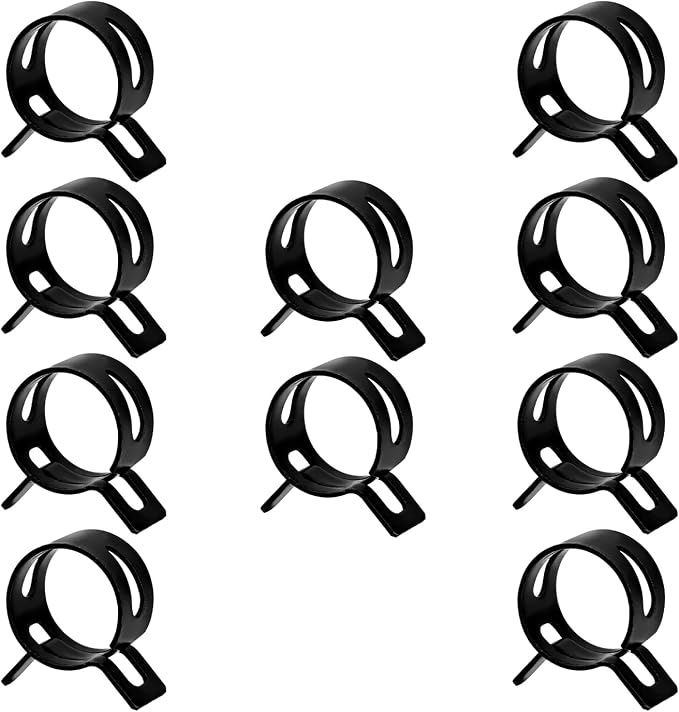 10pcs 0.71" ID Constant Tension Band Hose Clamps, 18mm Spring Band Type Action Hose Clamp Manganese Steel Fuel Line Clamp Low Pressure Air Clip Clamp for Fuel Hose Line Water Pipe Air Tube black