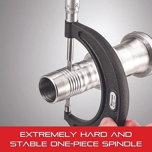 Starrett Digital Micrometer with One-Piece Spindle, Satin Chrome Finish and Tapered Frame - Quick and Easy Adjustment, 0-1" Range, .0001" Graduation - T216XRL-1