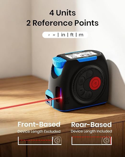 ACEGMET DT30 Digital Tape Measure, 131ft Laser&16ft Tape, ±1/16" Precision | USB-C Rechargeabl, Smart App Sync, Backlit LCD, Area Volume Pythagorean, Auto Tape Lock, Laser Tape Measure, IP54 Waterproof