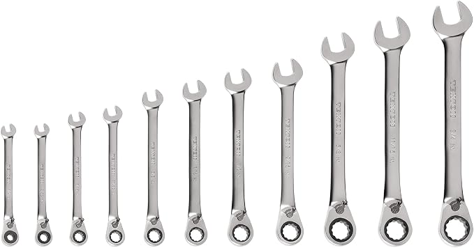 TEKTON Reversible Ratcheting Combination Wrench Set, 11-Piece | WRC94000 | (1/4 - 3/4 in.), 12-Point, Satin Chrome Finish