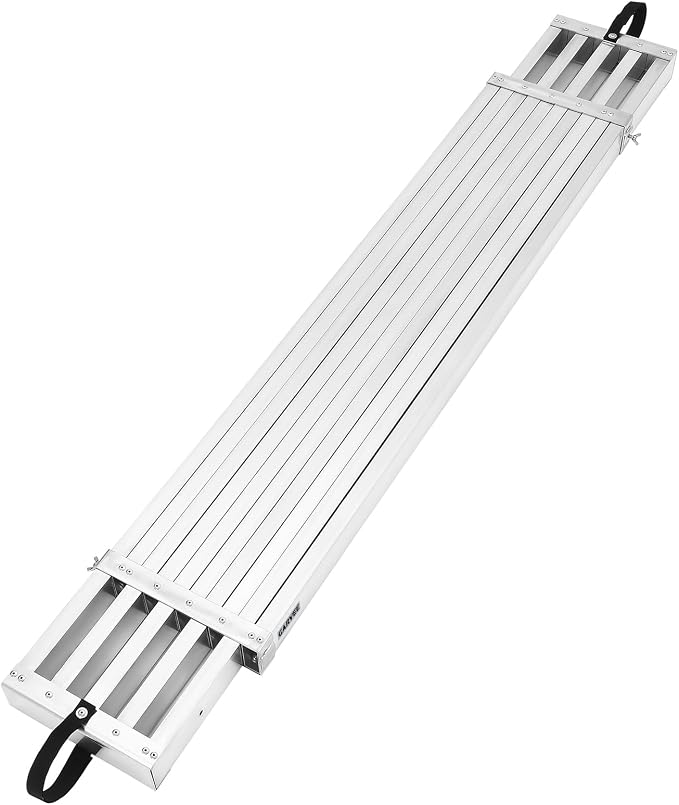 Garvee 8-13Ft Telescoping Plank, Aluminum Work Plank, 440Lbs Capacity, Aluminum Scaffolding Plank with Skid-Proof Platform Scaffold Ladder Accessory (8-13FT - Sliver)