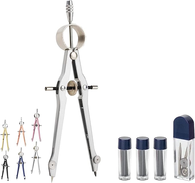 Mr. Pen- Professional Compass for Geometry, Extra Lead, Metal Compass Drawing Tool for Students, Drafting and Engineering, Technical Drawings, Circles and Geometry Projects