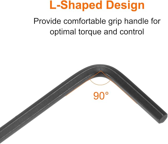 HARFINGTON 10pcs Hex Key Wrench 7/64" L-Shape Hexagon SAE Wrenches Chrome Vanadium Steel Repairing Tool for Home Repair, Black