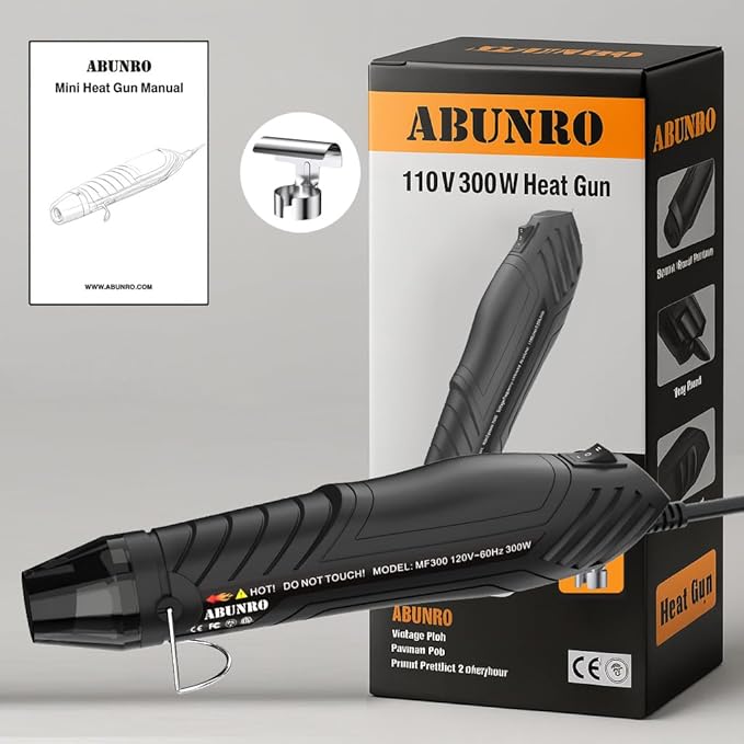 Mini Heat Gun, 2-Temp Settings 482℉ & 662℉（250℃& 350℃), 6.6FT Long Cable Fast Heat Hot Air Gun Tool with Reflector Nozzle, Overload Protection for Crafting (Mini Heat Gun)