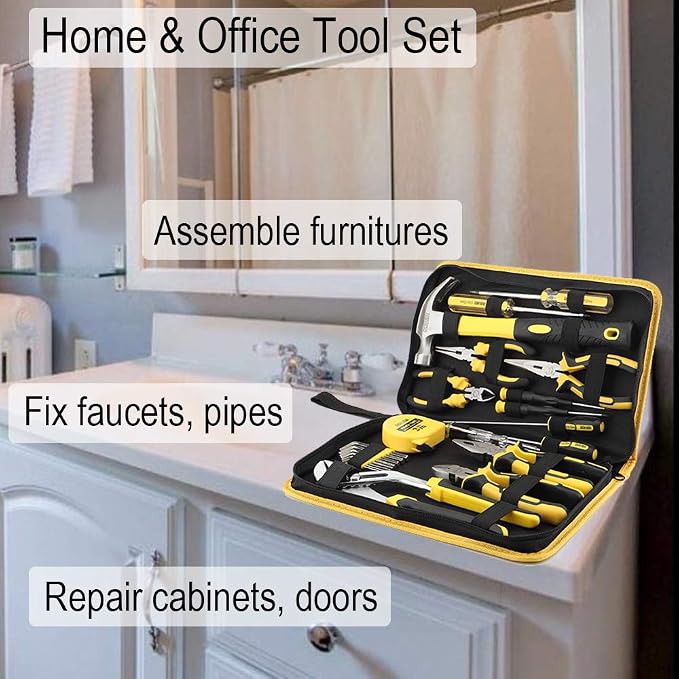 DOWELL 24 pcs Homeowner Tool Set, Home Repair Hand Tool Kit