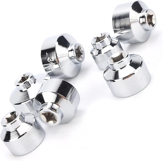 Brilluxa Oil Filter Wrench, 7Pcs Socket Cap Removal Tool Set 24 27 29 30 32 36 38mm for Automotive Paper Cartridge Housings