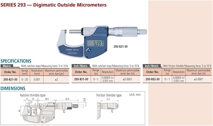 Digital Outside Micrometer 293-821-30 293-831-30(293-821-30)