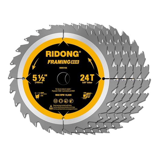 5-1/2 Inch 24 Tooth ATB Framing Circular Saw Blade, Cordless Trim Saw Blade with 5/8-Inch Arbor(5 Packs)