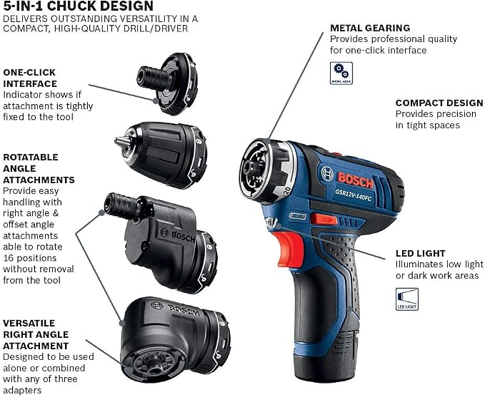 Bosch Cordless Electric Screwdriver 12V Kit + Bosch 24-Piece Screwdriving Custom Case Set