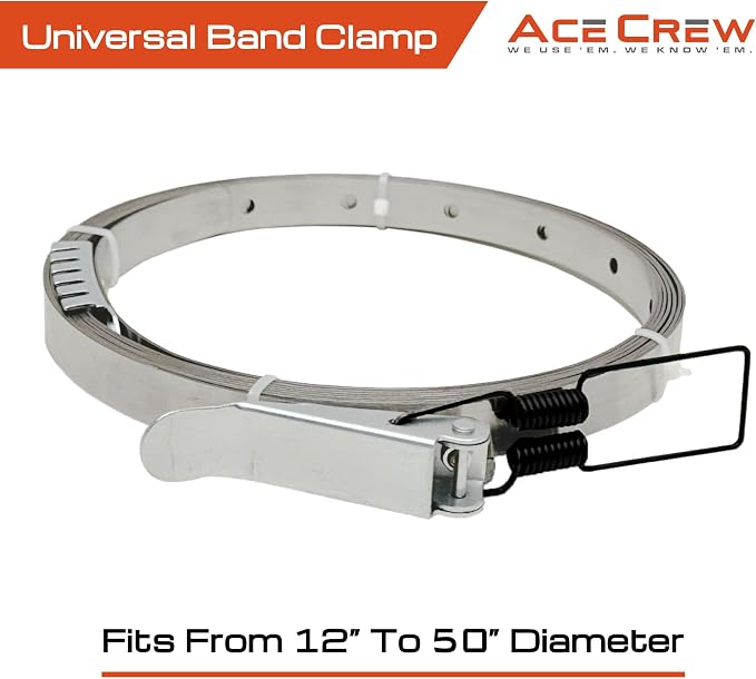 AceCrew Dust Collector Band Clamp One-Size-Fits-Most 11-1/2" to 51" Hose Clamp Stainless Steel Dust Strap (X-LARGE (11-1/2" to 51"))