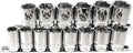 K Tool International 28100 Shallow Metric Socket Set with 1/2" Drive for Garages, Repair Shops and DIY, 6 Point, Heat-Treated, Chrome Vanadium Steel, 15mm to 28mm, Socket Rail, 14 Piece