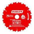 Diablo Fast Framing Saw Blade for Wood - Hi-Density Carbide - 5-1/2" Diameter, 18 ATB Teeth, 20mm Arbor, .049" Kerf, 18° Hook Angle, .039" Plate, 12000 Max RPM - D055018WMX