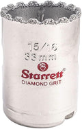 Starrett Diamond Grit Hole Saw 1-5/16" Dia, 1-5/8" Cutting Depth | 5/8-18 Thread Size, A2 Or A10 Arbor, Silver Finish, Ideal For Small Diameter Drilling, KD0156-N